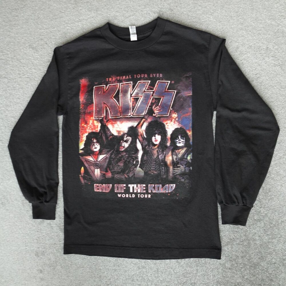 Kiss Shirt Men's Small Black End of The Road World Tour Graphic Long Sleeve Tee